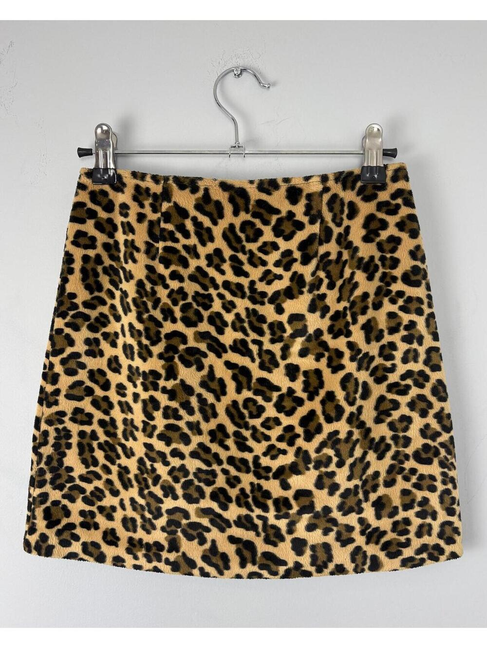 Vintage y2k Faux Fur Leopard Print Mini Skirt XS Limited Too Juniors 8
